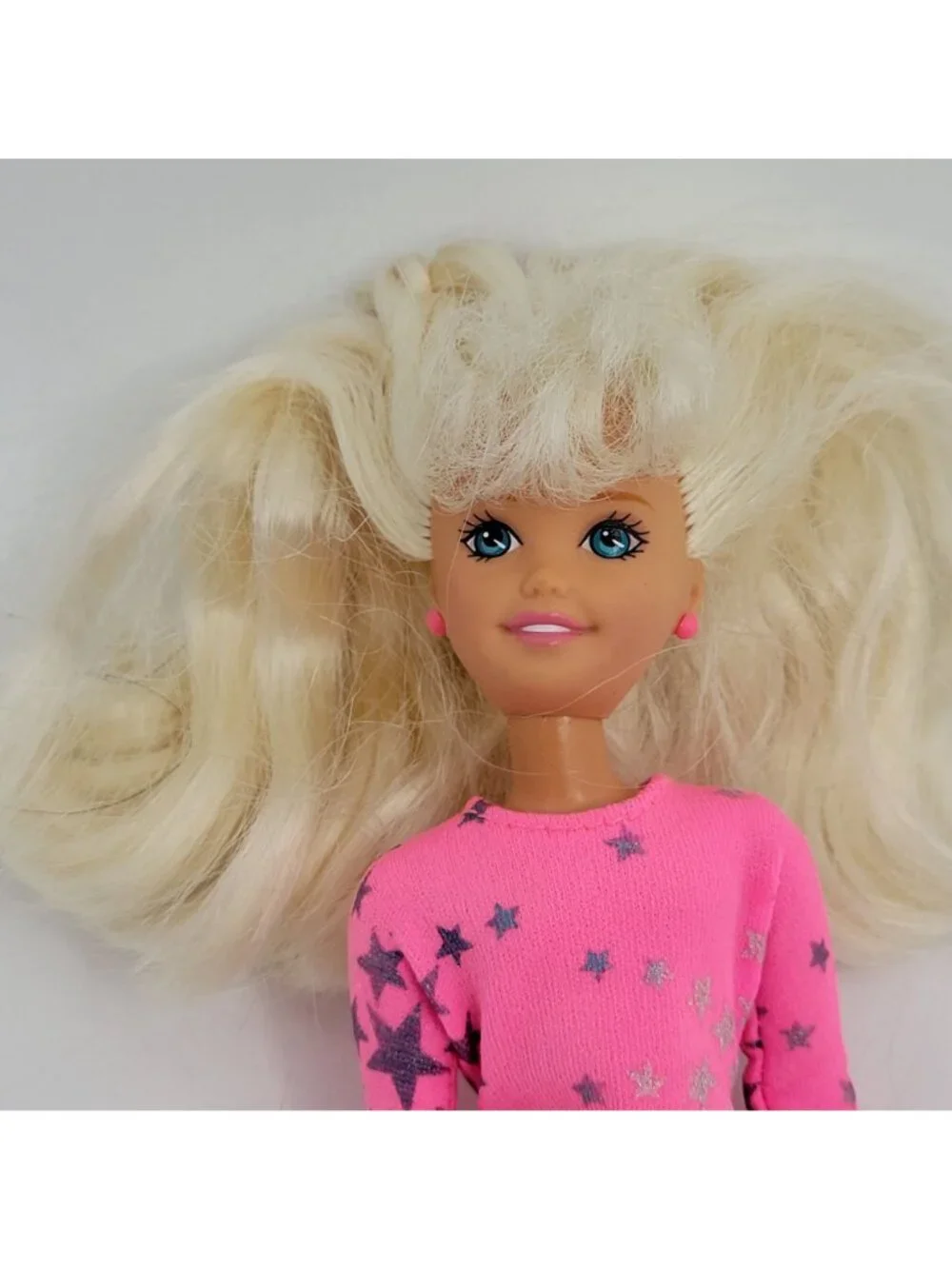 Vintage 1995 Barbie Gymnast Stacie Doll w/ Pink & Silver Stars Leotard
